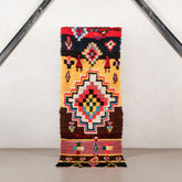 vintage boucherouite rug - 3.1x8.4 ft / 96x257 cm